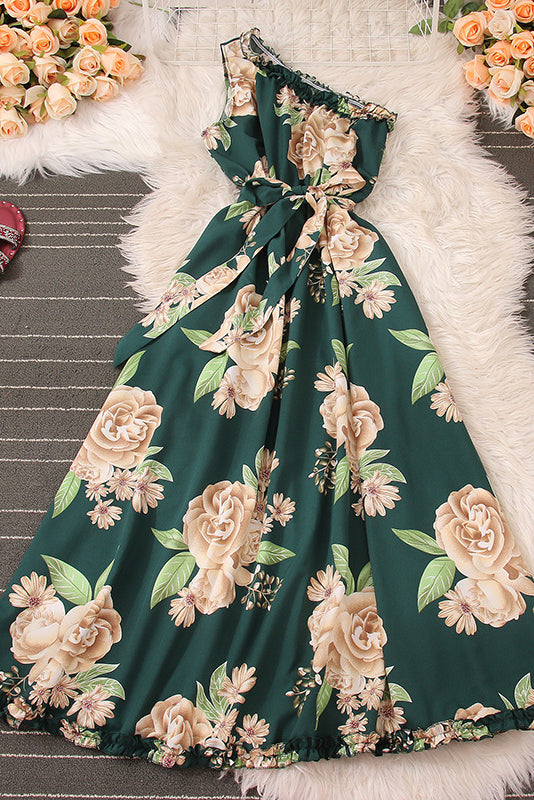 Floral Lace Slash Neck Maxi Dress