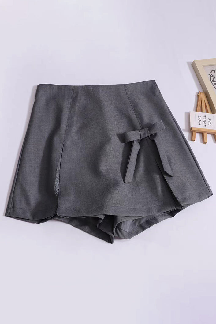Bow Split A-Line Skirt Shorts