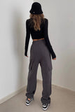 Drawstring Waist Pocket Side Cargo Sports Pants
