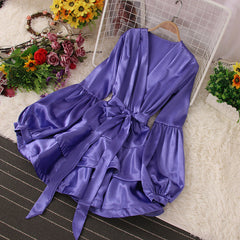 V-Neck Long Sleeve Ruffle Strappy Mini Dress