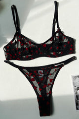 Heart Embroidery Underwear Lingerie Set