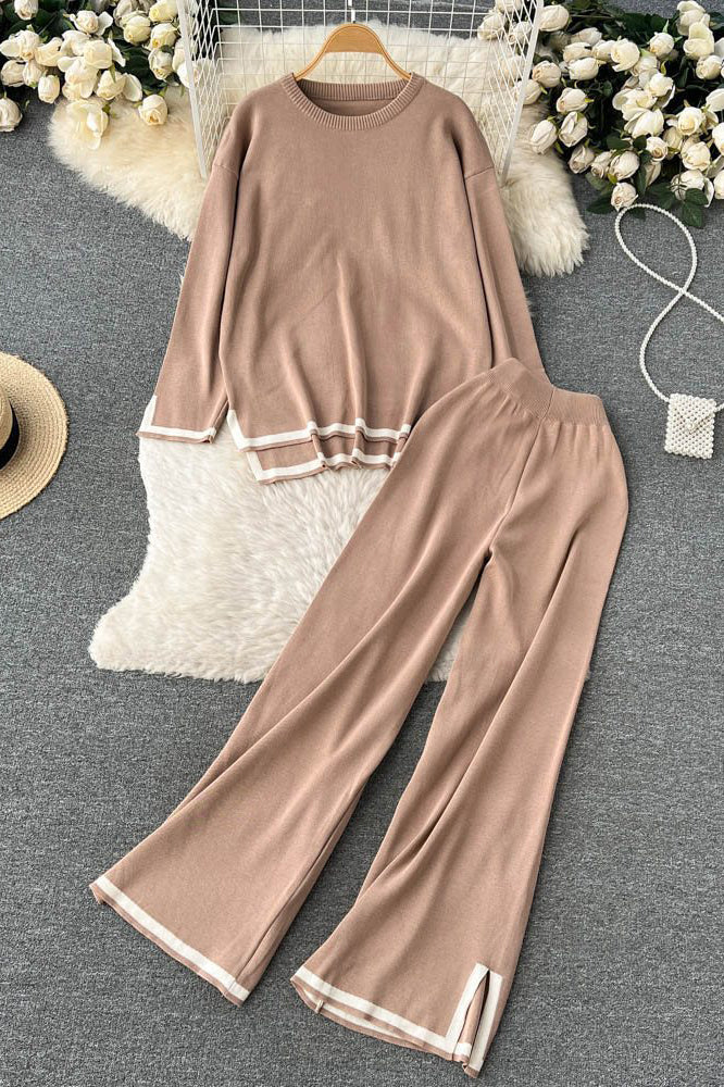Long Sleeve Tops Pants Trousers Set Two-Piece