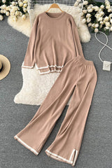 Long Sleeve Tops Pants Trousers Set Two-Piece