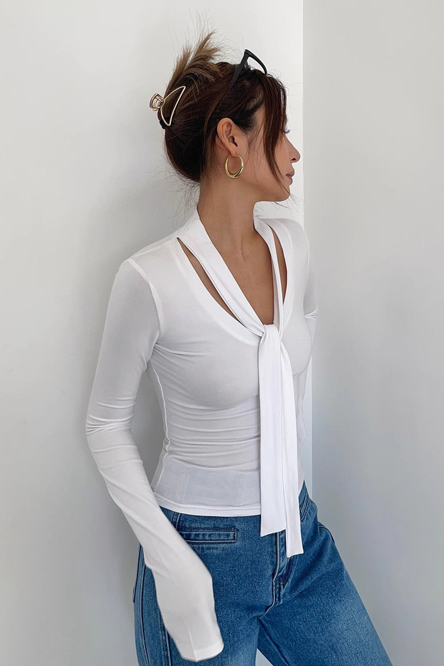 Wrap V-Neck Fitted Tops Shirt