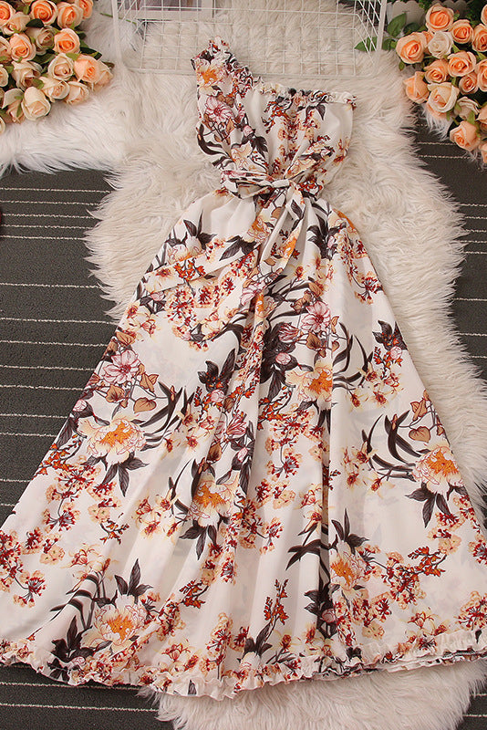 Floral Lace Slash Neck Maxi Dress