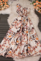 Floral Lace Slash Neck Maxi Dress