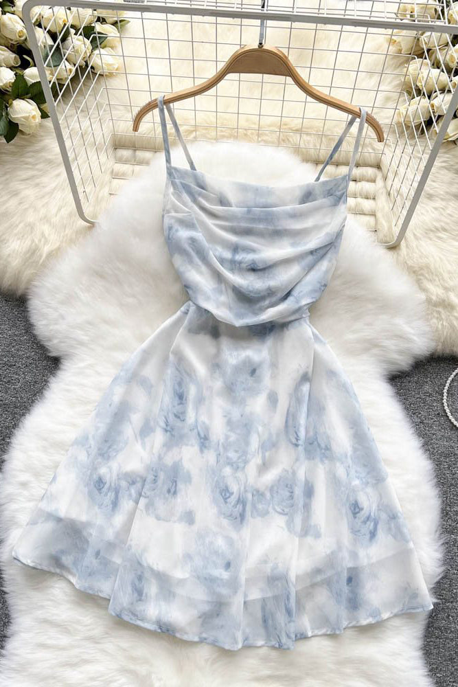 Floral Strap Sleeveless A-Line Dress