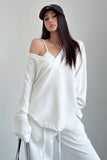 Casual V-Neck Top Pullover Sweatshirt