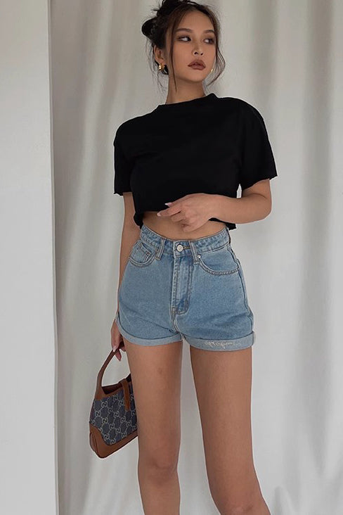 Nature High Waist Workout Denim Shorts