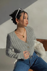 Long Sleeve Cable Knit Button Cardigan Sweater Open Front Outwear Coat