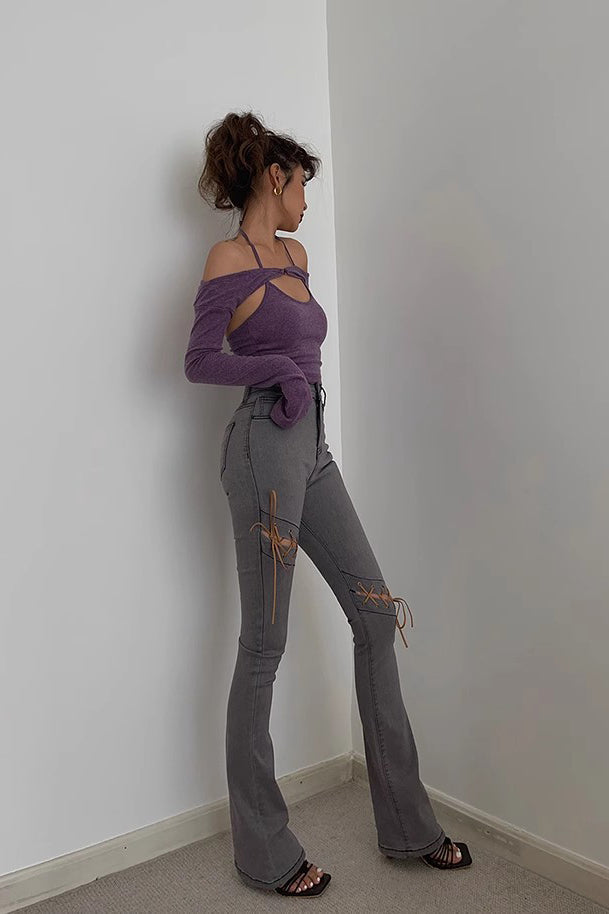 Lace Up Back Halter Top