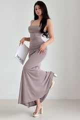 Sleeveless Strap Backless Ruffle Maxi Dress