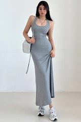 Backless Sleeveless Strap Bodycon Maxi Dress