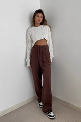 Drawstring Waist Straight Leg Pants