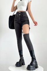 Tight Ripped Pants Trousers Jeans