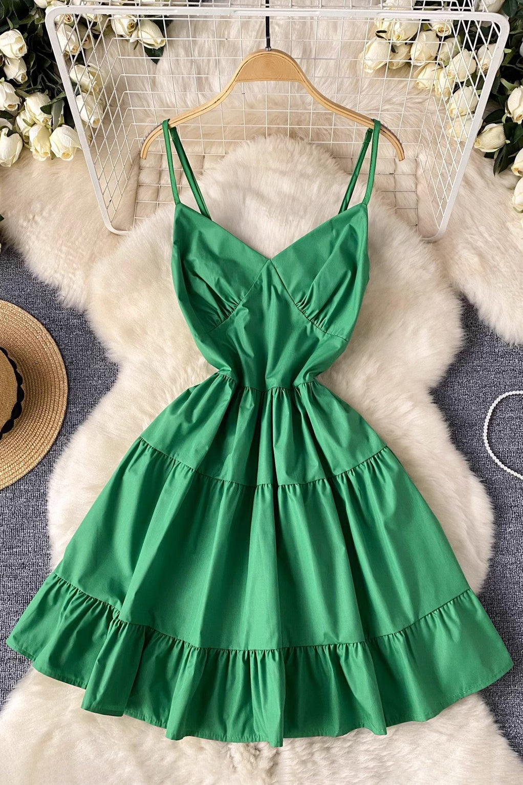 V-Neck Sleeveless Strap Mini Dress