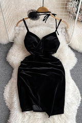 Irregular V-Neck Strap Mini Dress