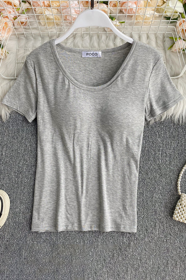 Scoop Neck Short Sleeve T-Shirt Top