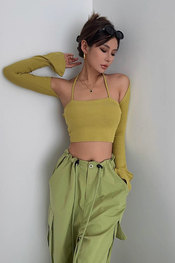 Long Sleeve Ribbed Fitted Tops Shirt