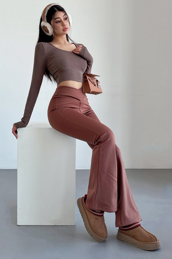 V-Waist Plus Velvet Pants Trousers