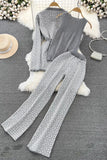 V-Neck Long Sleeve Strappy Coat V-Neck Vest Tank Top Pants Trousers Set Three-Piece