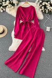 Casual Long Sleeve Tops Pants Trousers Set Two-Piece