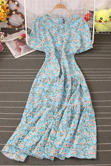 Floral Short Sleeve Maxi Dress