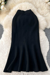 Retro Knit High Waist Bodycon Skirt