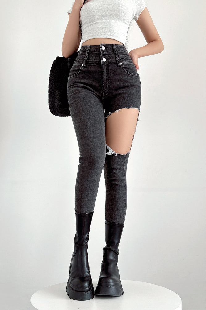 Tight Ripped Pants Trousers Jeans