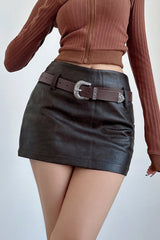 Retro Leather A-Line Skirt