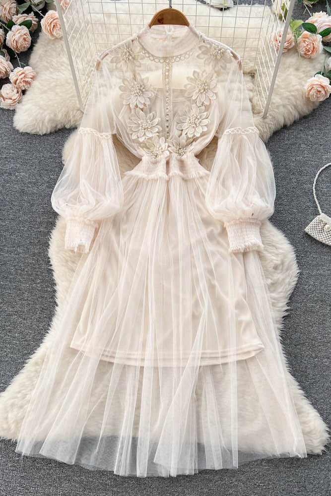 Gauze Embroidery Maxi Dress