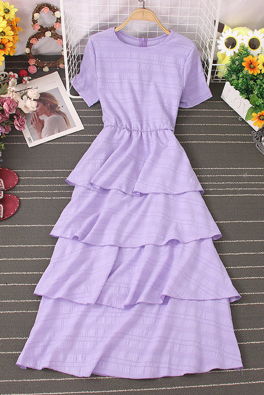 Lace Short Sleeve Maxi Dress