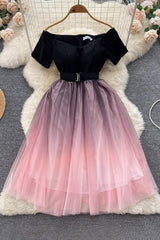 Strapless Short Sleeve Gauze Dress