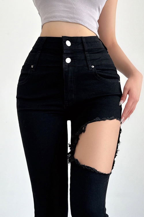 Tight Ripped Pants Trousers Jeans