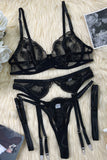 Gauze Embroidery Underwear Lingerie Set