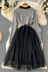 Plaid Long Sleeve Gauze Maxi Dress