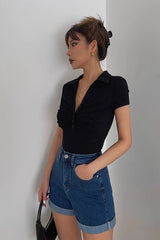 Pleated Crisscross Short Sleeve Tank Top Shirt