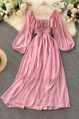 Chiffon Strappy Long Sleeve Maxi Dress