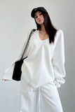 Casual V-Neck Top Pullover Sweatshirt