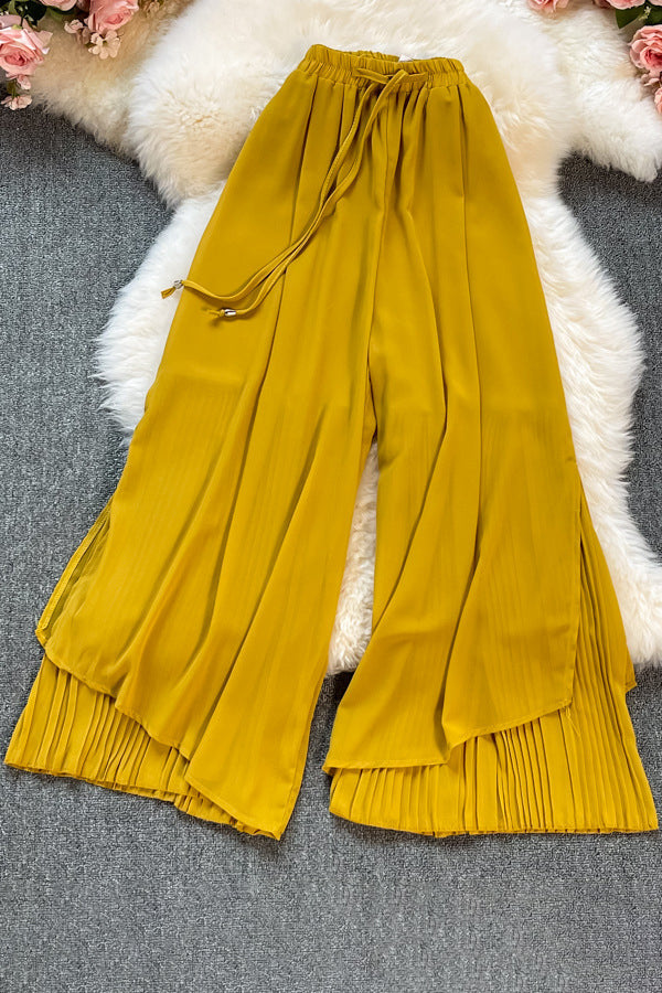 Irregular Drawstring High Waist Pants Trousers