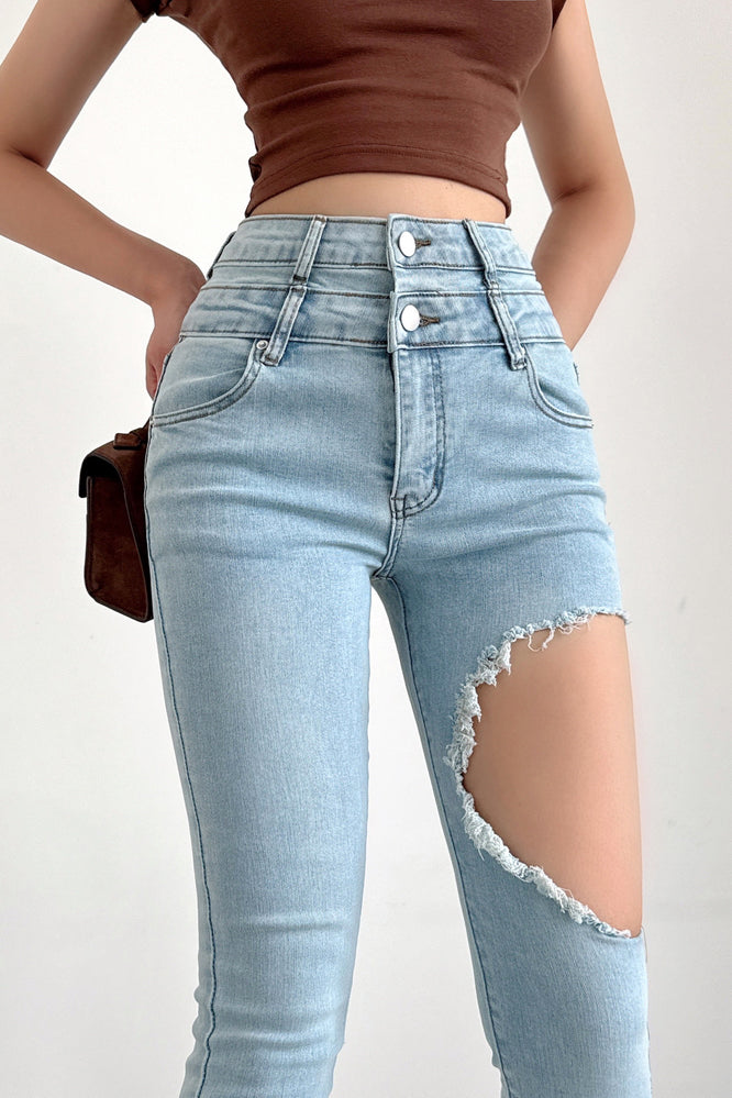 Tight Ripped Pants Trousers Jeans