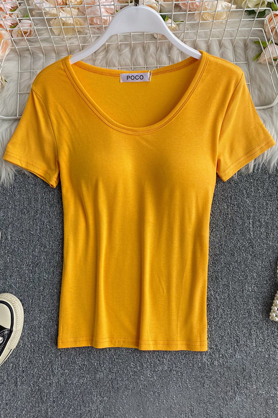 Scoop Neck Short Sleeve T-Shirt Top