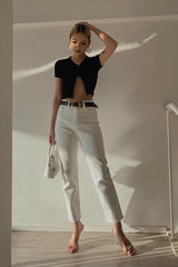 Nature High Waist Straight Leg Jeans