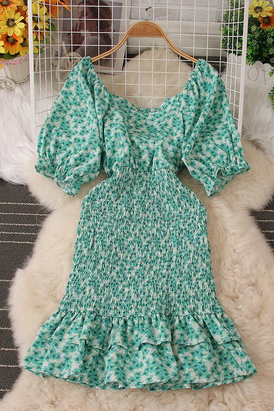 Floral Lace Ruffle Maxi Dress