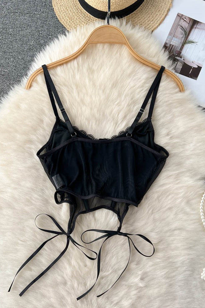 Lace Backless Strap Strappy Cami Crop Vest Tank Top