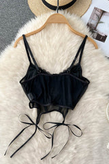 Lace Backless Strap Strappy Cami Crop Vest Tank Top