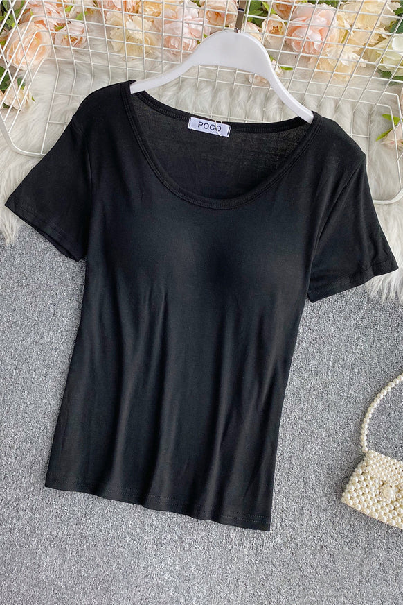 Scoop Neck Short Sleeve T-Shirt Top