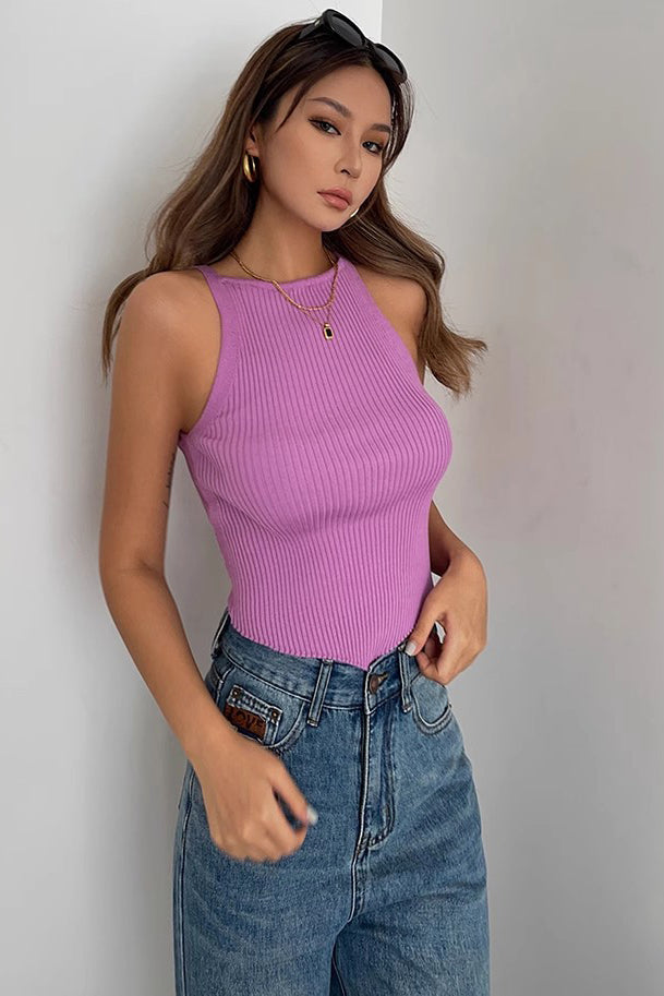 Sleeveless Ribbed Tank Tops Fitted Cami Tee Shirts