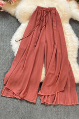 Irregular Drawstring High Waist Pants Trousers
