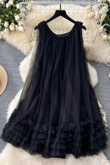 Gauze Sleeveless Lace Mini Dress